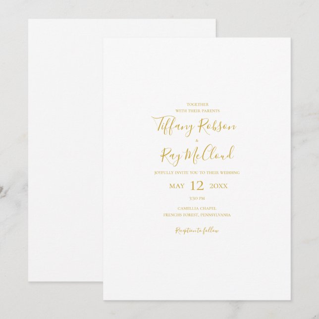 Elegante y simple invitación a la boda Casual de o (Anverso / Reverso)