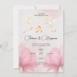Elegante y simple invitación a la boda con flores 
