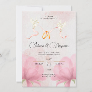 Elegante y simple invitación a la boda con flores 