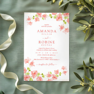 Elegante y simple invitación a la boda de la flor 