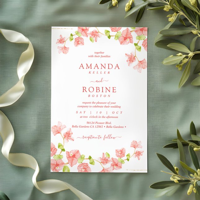 Elegante y simple invitación a la boda de la flor  (Subido por el creador)