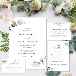 Elegante y simple invitación a la boda de la veget