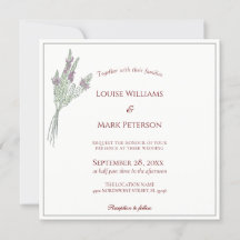 Elegante y simple invitación a la boda de lavanda