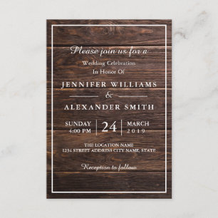Elegante y simple invitación a la boda de madera