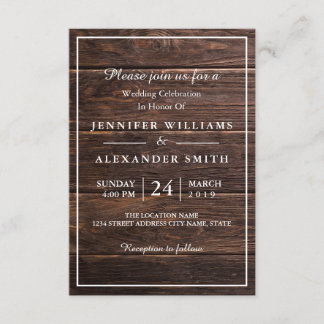 Elegante y simple invitación a la boda de madera