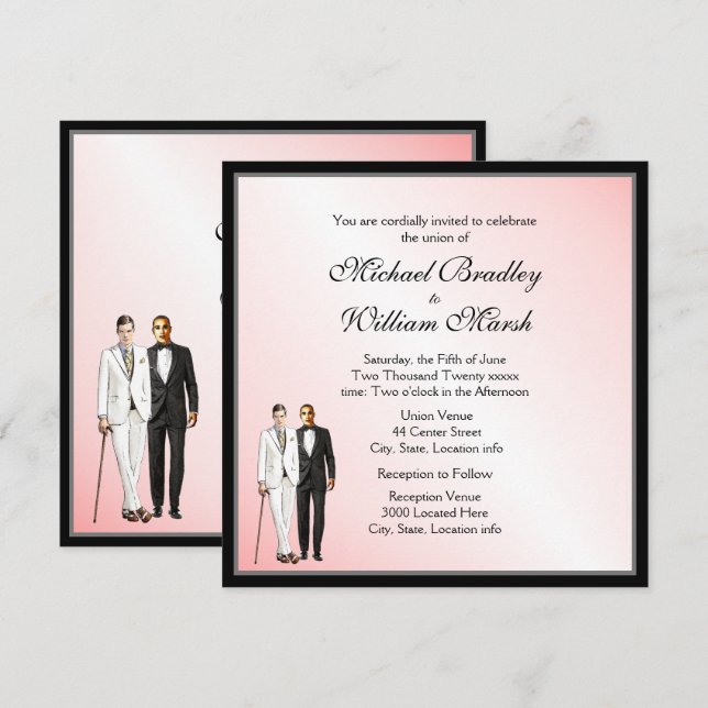 Elegante y simple invitación a la boda de Rubor (Anverso / Reverso)