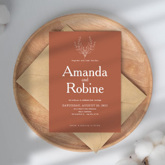 Elegante y simple invitación a la boda de terracot