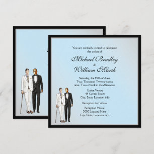 Elegante y simple invitación a la boda gay azul