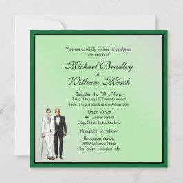 Elegante y simple invitación a la boda gay verde