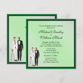 Elegante y simple invitación a la boda gay verde
