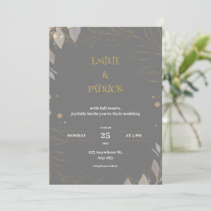 Elegante y simple invitación a la boda gris