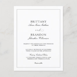 Elegante y simple invitación a la boda moderna bla