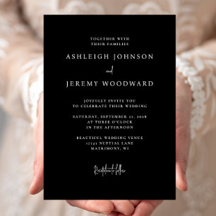 Elegante y simple invitación a la boda negra