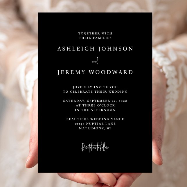 Elegante y simple invitación a la boda negra (Subido por el creador)