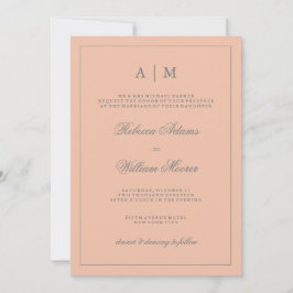 Elegante y simple invitación a la boda rosa Rubor