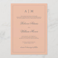 Elegante y simple invitación a la boda rosa Rubor