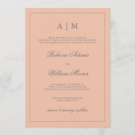 Elegante y simple invitación a la boda rosa Rubor