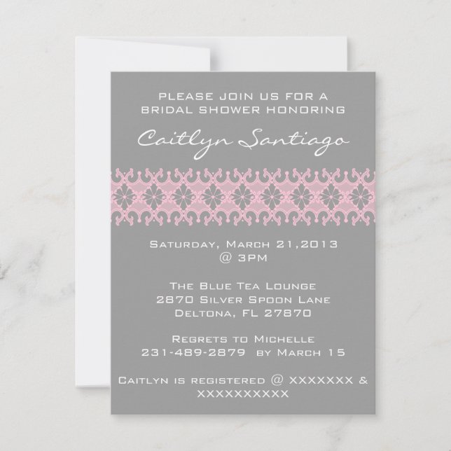 Elegante y simple invitación a la ducha de novias  (Anverso)