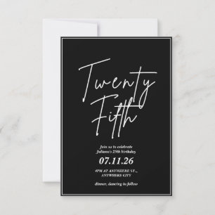 Elegante y simple invitación a los 25 años