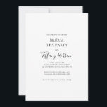 Elegante y simple invitación a una fiesta de té de<br><div class="desc">Esta sencilla y elegante invitación a la fiesta de novias es perfecta para su moderna ducha de novias minimalista en blanco y negro. El diseño presenta un tipo de letra contemporáneo mínimo acompañado de caligrafía formal. ¡Manténgalo como está,  o elige personalizarlo con tu propia obra de arte o fotos!</div>