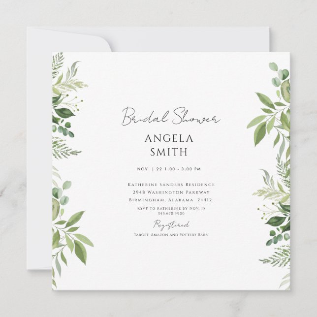Elegante y Simple Invitación Cuadrada de Ducha Nup (Anverso)