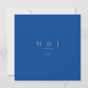 Elegante y Simple Invitación de Boda Cuadrada Azul