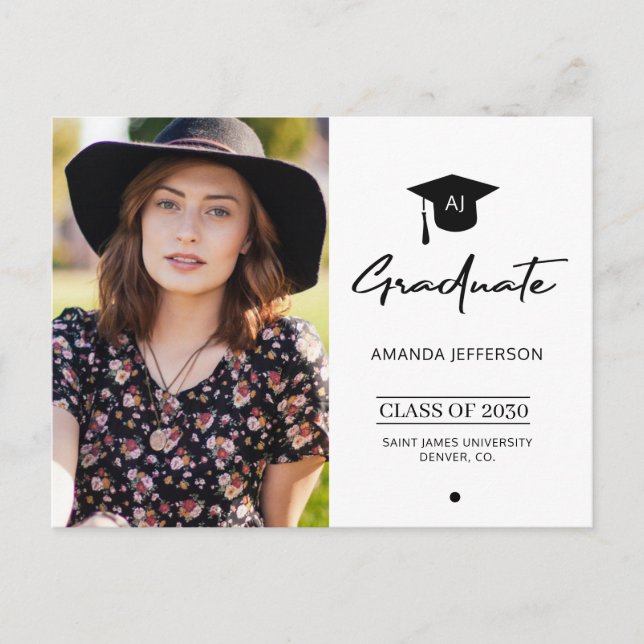 Elegante y simple invitación para graduación de fo (Anverso)