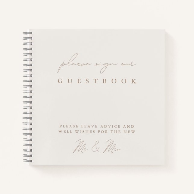 Elegante y simple libro de Bodas de marfil Minimal (Anverso)