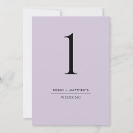 Elegante y simple número de mesa púrpura