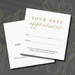 Elegante y simple tarjeta de cita de Belleza de Or<br><div class="desc">Sencilla y elegante tarjeta de personalizable para el salón de belleza (pelo,  maquillaje,  uñas). Diseño elegante con fondo blanco claro y texto dorado.</div>