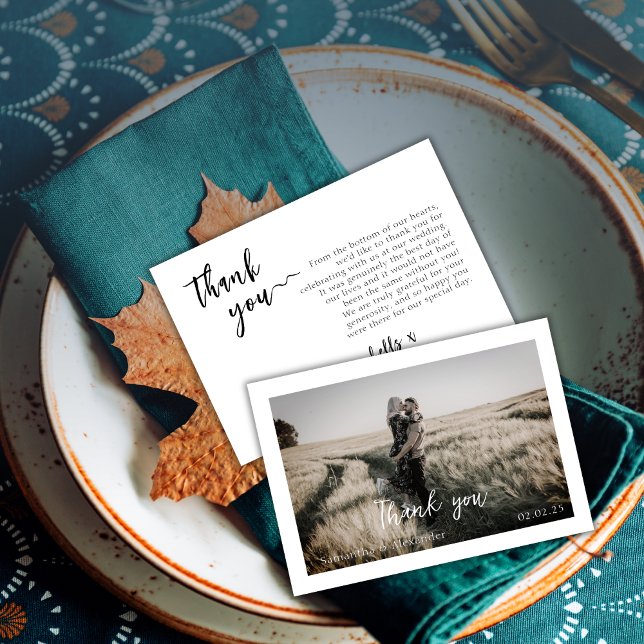 Elegante y simple tarjeta de foto del Boho Boda Th (Subido por el creador)