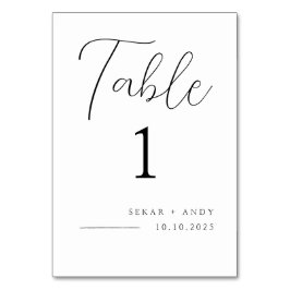 Elegante y simple tarjeta de mesa