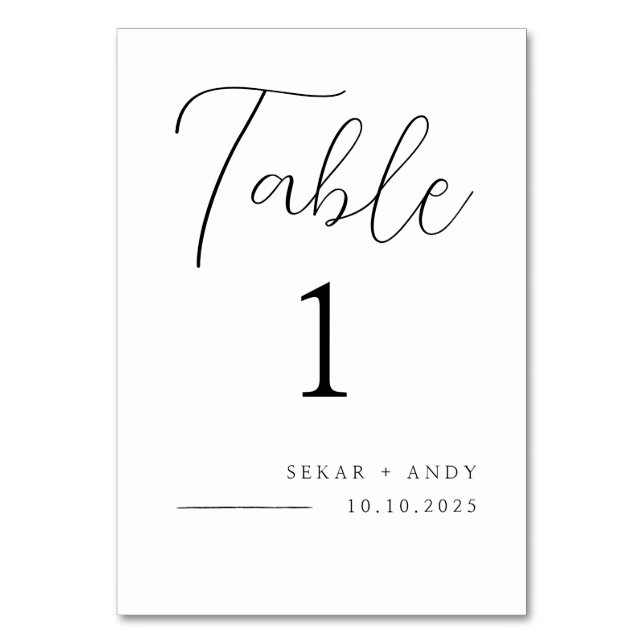 Elegante y simple tarjeta de mesa (Anverso)