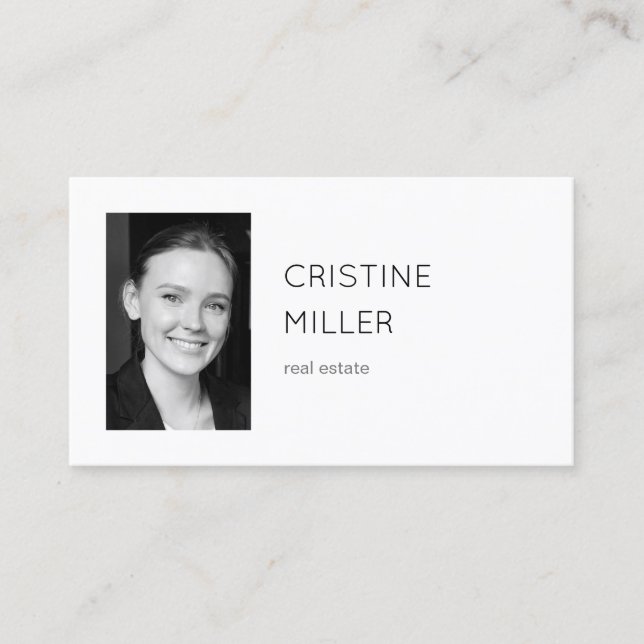 Elegante y simple tarjeta de visita fotográfica (Anverso)