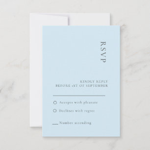 Elegante y simple tarjeta RSVP de la boda azul sua
