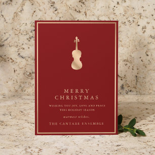 Elegante y Simple Violín Musical de Navidad en Oro