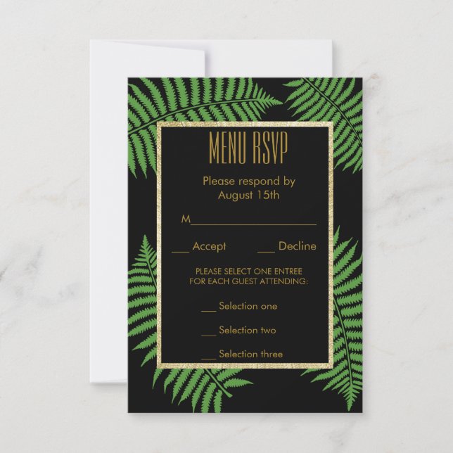 Elegante y sofisticado menú de bodas Bracken RSVP (Anverso)
