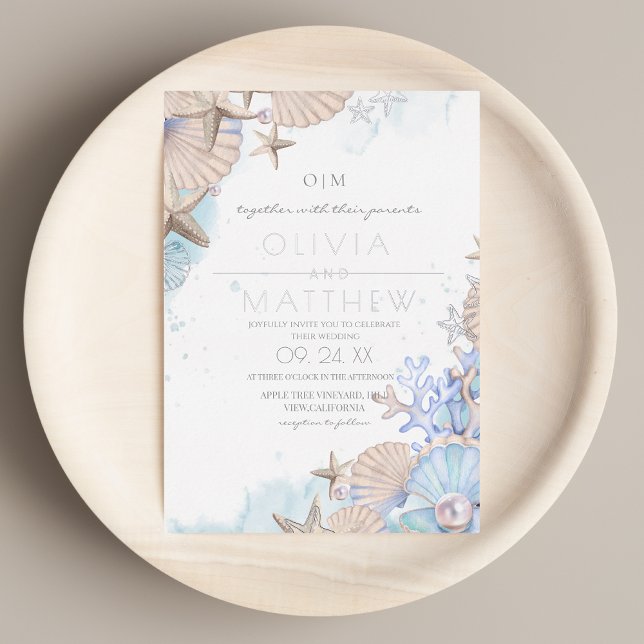 Elegante y suave invitación a la boda de Ocean Bea (Subido por el creador)
