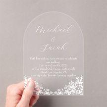 Elegante y transparente invitación a la boda de en