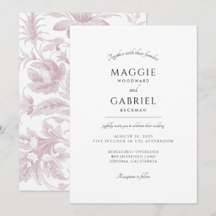Elegante y turbia invitación floral Rosa