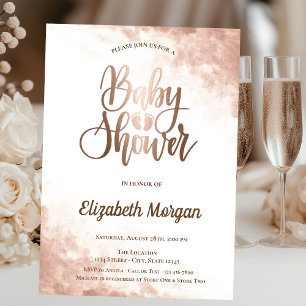 Elegante y Única Invitación de Baño de Bebé en Ros