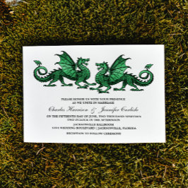 Elegante y verde invitación a la boda del dragón