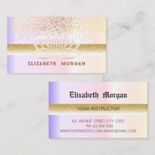 Elegante yoga de flores de loto de oro, tarjeta de