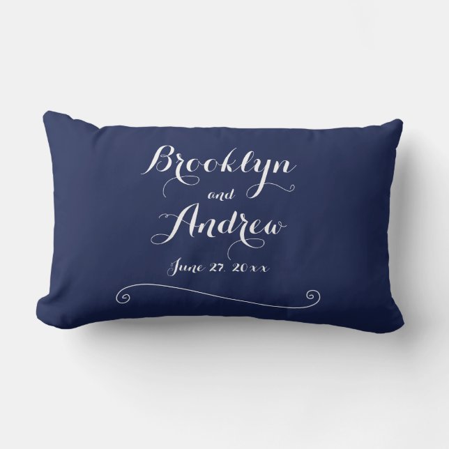 Elegantes almohadas de Boda azul de la Marina Mono (Anverso)