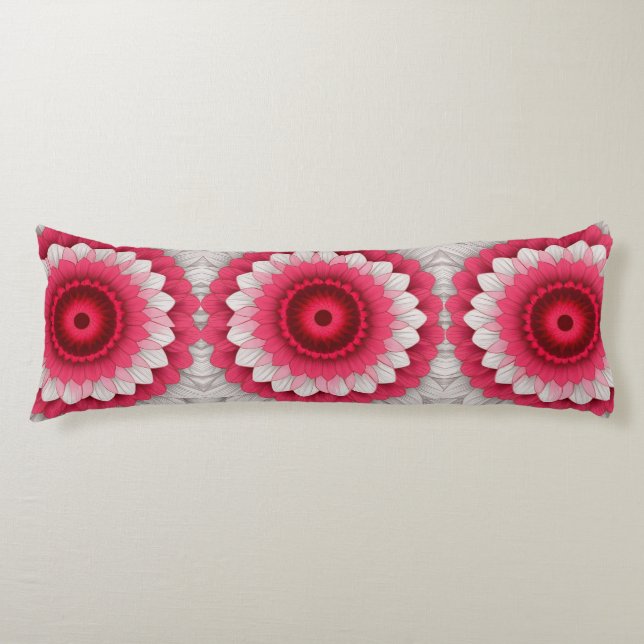 Elegantes almohadas de cuerpo floral - Rojo, Rosa (Anverso)