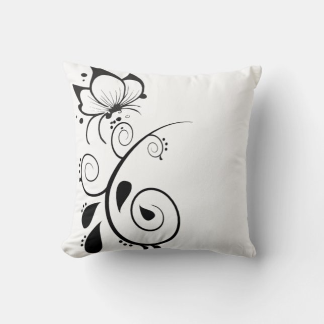 Elegantes almohadas de diseño de mariposa floral (Anverso)