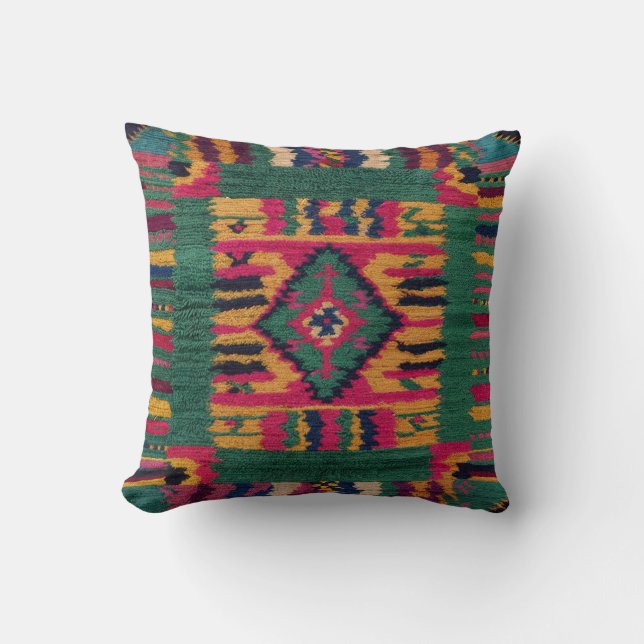 Elegantes almohadas verdes de Kilim: Añadir encant (Anverso)