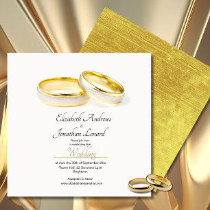 Elegantes Anillos Invitación simple Boda cuadrada