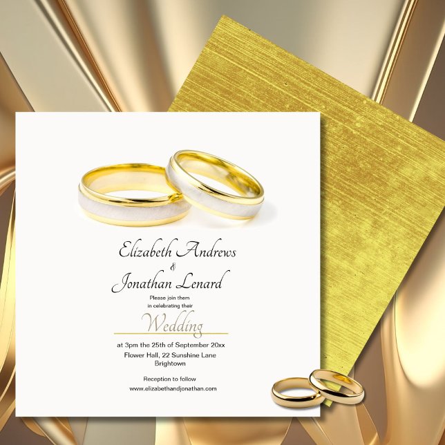 Elegantes Anillos Invitación simple Boda cuadrada (Subido por el creador)