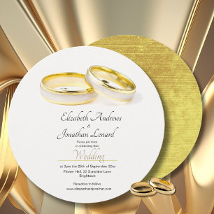 Elegantes Anillos Simple Invitación Redonda Boda